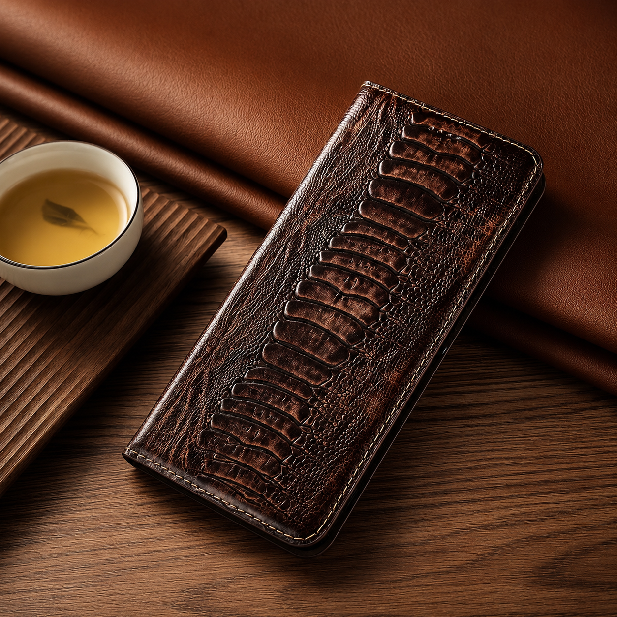 Premium iPhone Case Genuine Leather Wallet Cover Card Holder Magnetic Closure Kickstand Protective Cover Water Resistant Anti Fingerprint Design