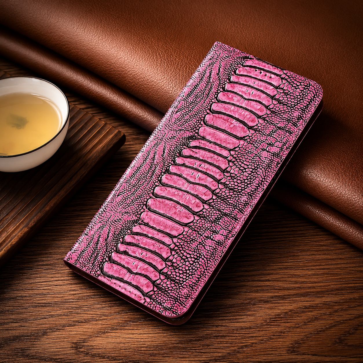 Premium iPhone Case Genuine Leather Wallet Cover Card Holder Magnetic Closure Kickstand Protective Cover Water Resistant Anti Fingerprint Design