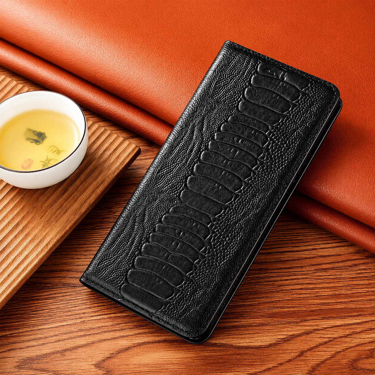 Premium iPhone Case Genuine Leather Wallet Cover Card Holder Magnetic Closure Kickstand Protective Cover Water Resistant Anti Fingerprint Design