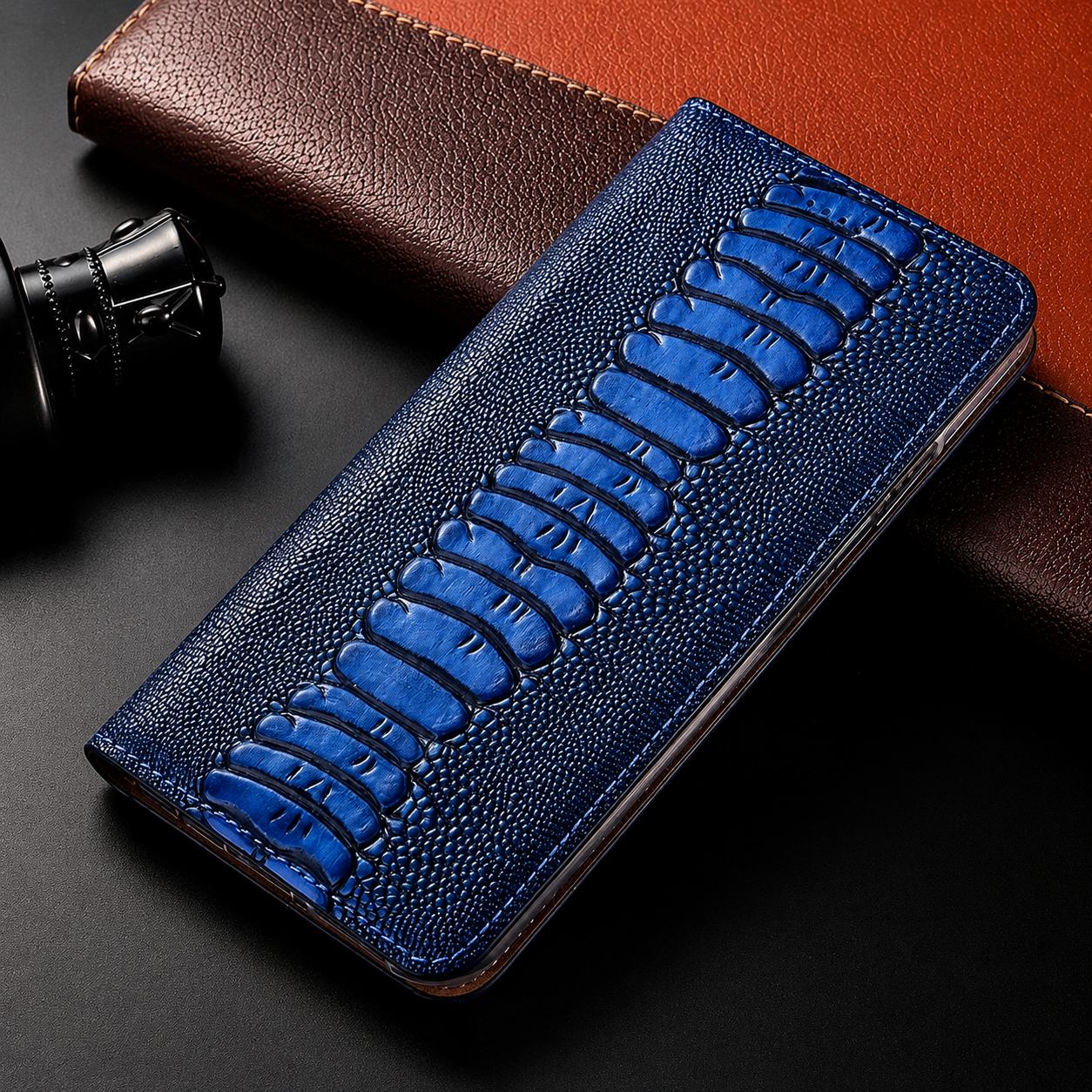 Premium iPhone Case Genuine Leather Wallet Cover Card Holder Magnetic Closure Kickstand Protective Cover Water Resistant Anti Fingerprint Design