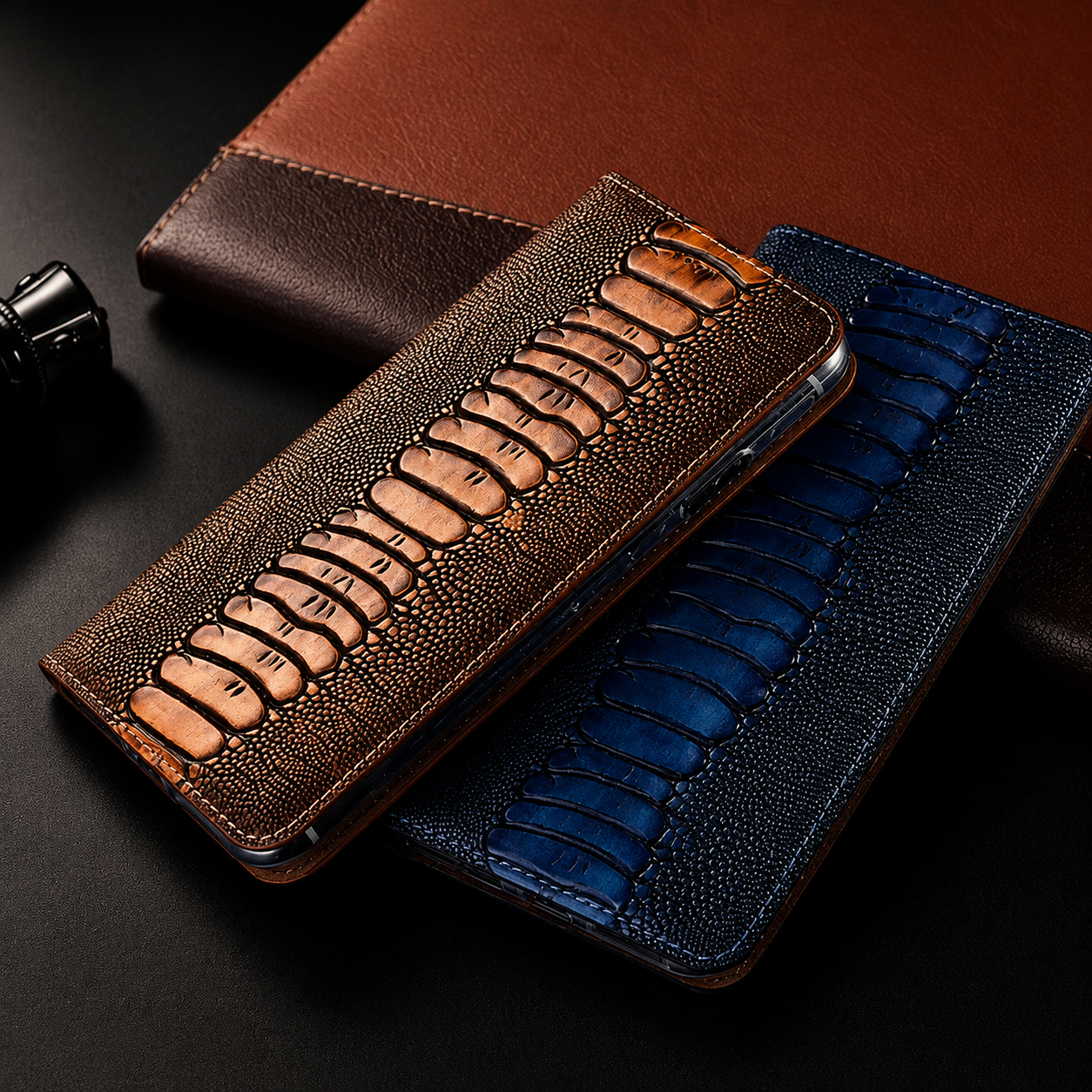 Premium iPhone Case Genuine Leather Wallet Cover Card Holder Magnetic Closure Kickstand Protective Cover Water Resistant Anti Fingerprint Design