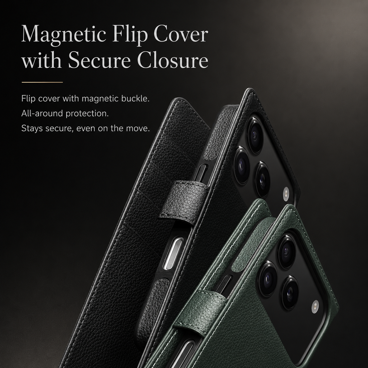 Premium iPhone Case Genuine Leather Wallet Flip Cover Card Holder Shockproof Protective Case Horizontal Stand Function Slim Lightweight Design