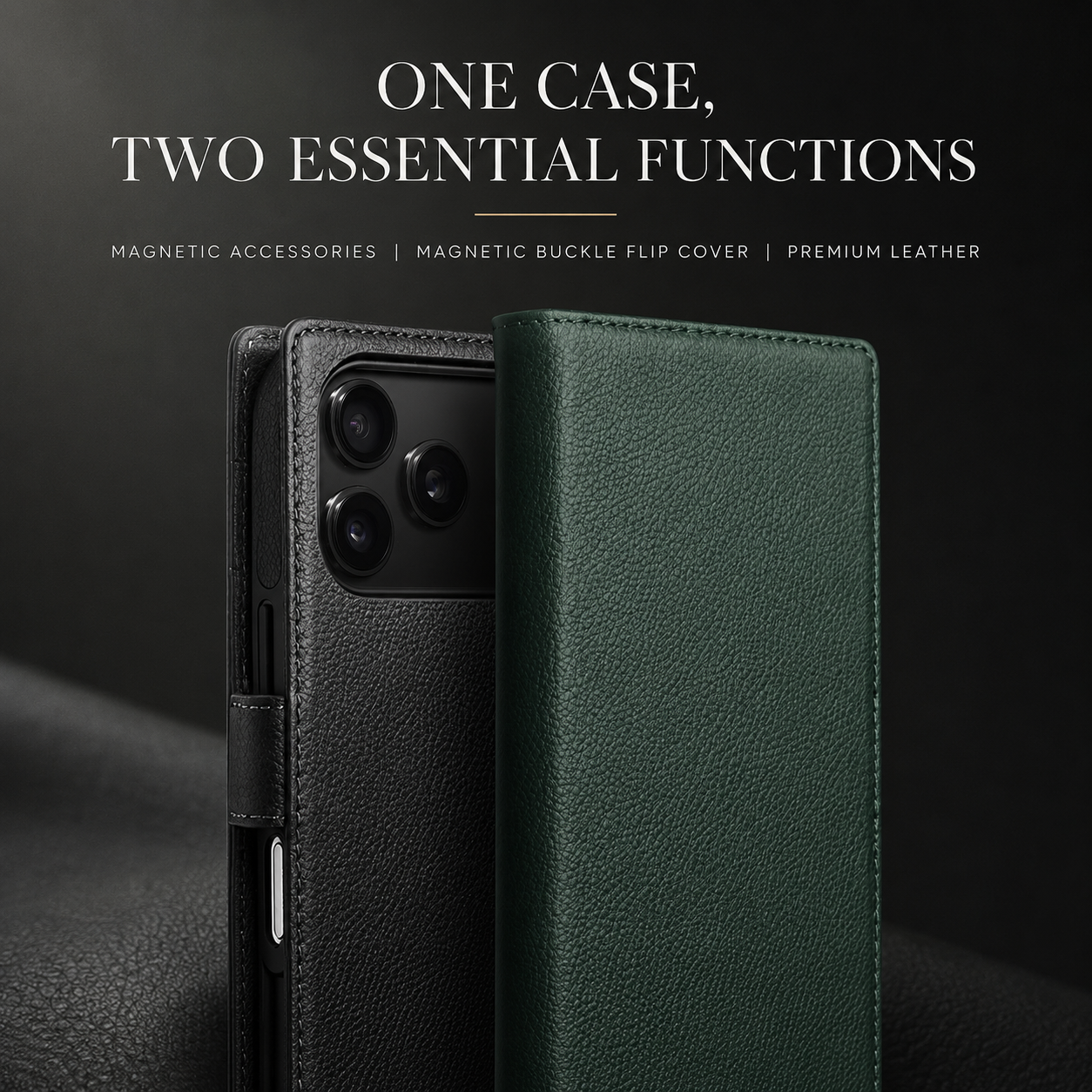 Premium iPhone Case Genuine Leather Wallet Flip Cover Card Holder Shockproof Protective Case Horizontal Stand Function Slim Lightweight Design