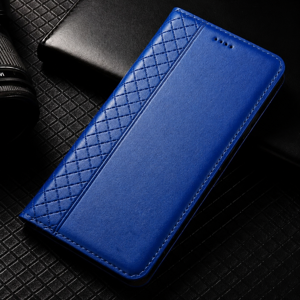 Premium iPhone Case Genuine Nappa Leather Wallet Flip Cover Card Holder Magnetic Closure Shockproof Stand Function Full Body Business Design