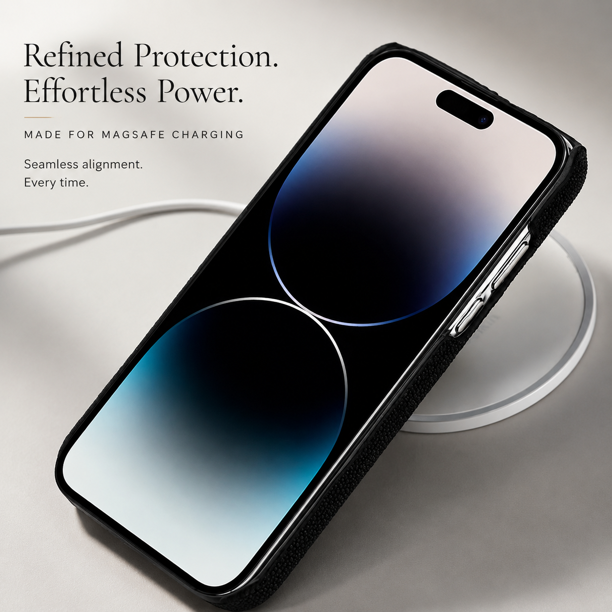 Premium iPhone Case Genuine Stingray Leather Cover with Camera Lens Protection, Shockproof Anti Scratch Design, Lightweight Half Wrapped Fit