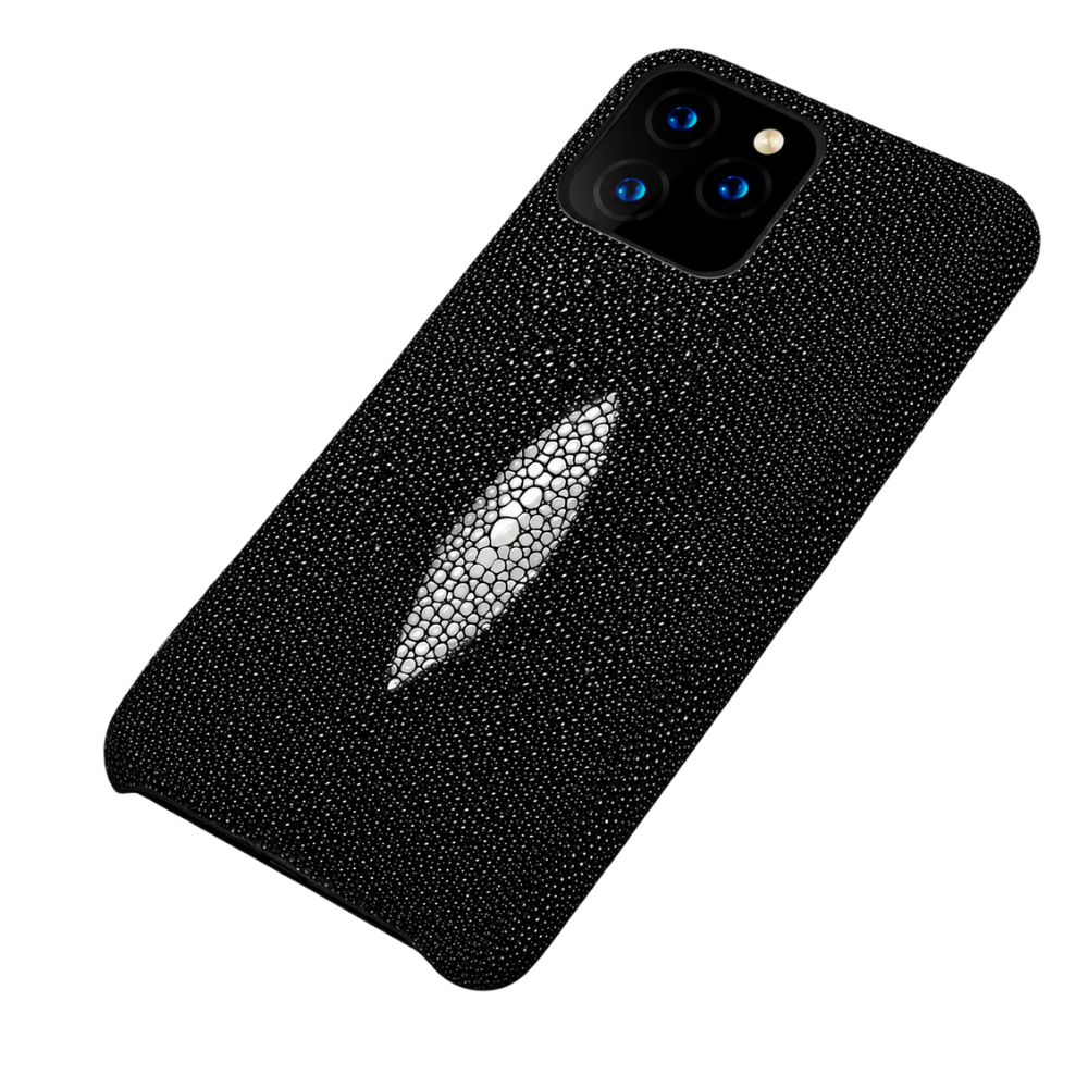 Premium iPhone Case Genuine Stingray Leather Cover with Camera Lens Protection, Shockproof Anti Scratch Design, Lightweight Half Wrapped Fit