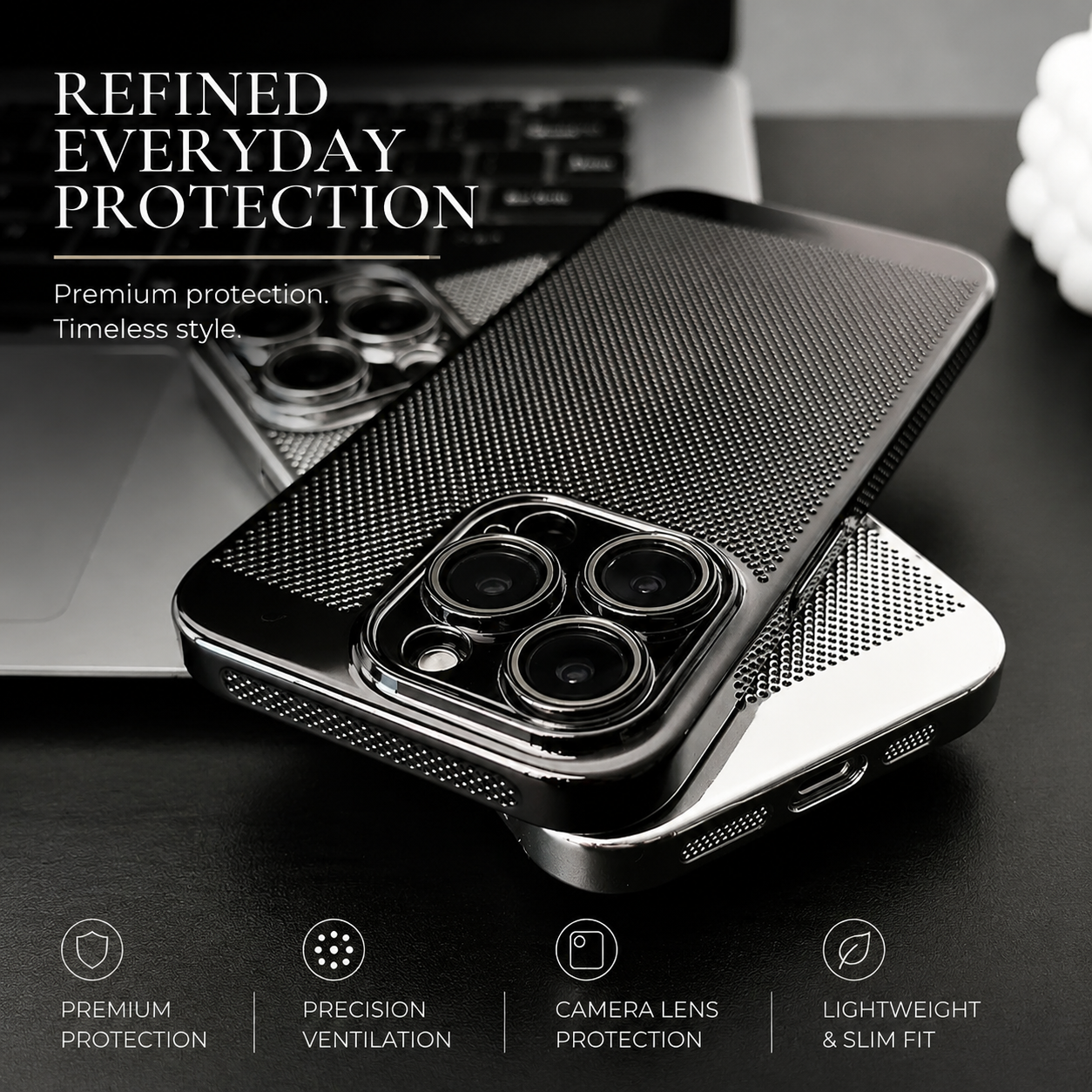 Premium iPhone Case Heat Dissipation Cooling Cover Anti Fingerprint Anti Scratch PC Shell Non Slip Lightweight Protective Design with Ventilated Airflow Structure