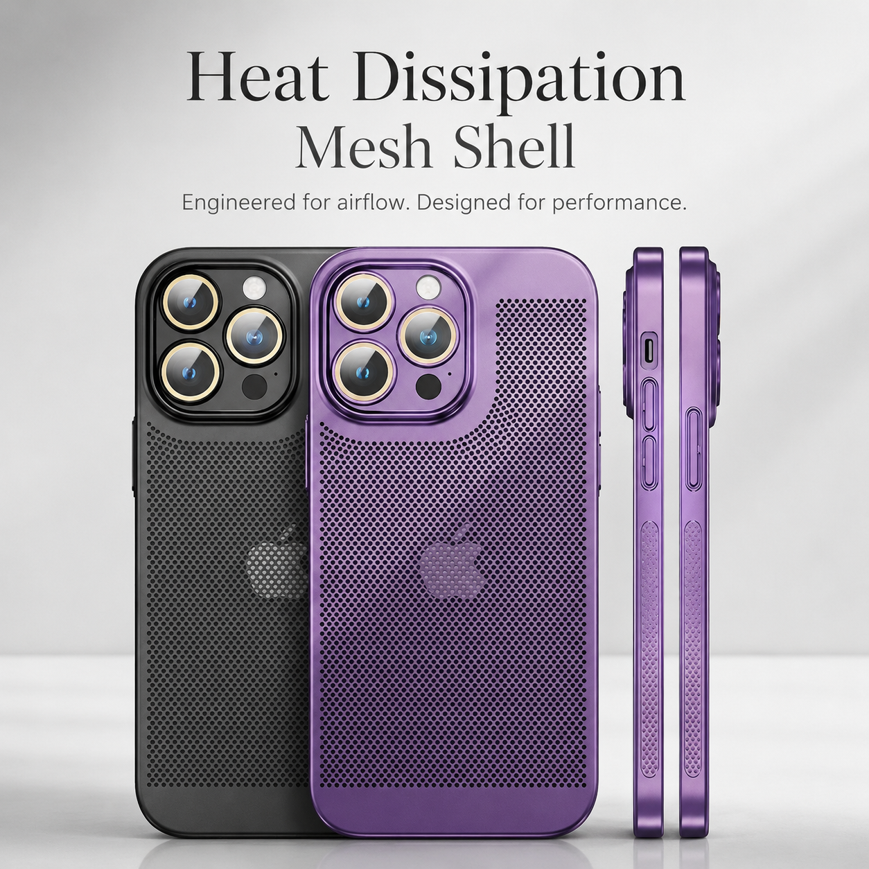 Premium iPhone Case Heat Dissipation Cooling Cover Anti Fingerprint Anti Scratch PC Shell Non Slip Lightweight Protective Design with Ventilated Airflow Structure