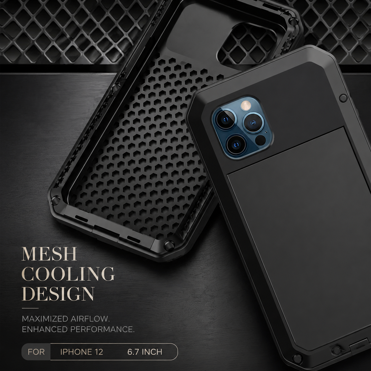 Premium iPhone Case Heavy Duty Aluminum Armor Construction with Camera Lens Protection, Dual Layer Metal TPU Build, Durable Shockproof Design