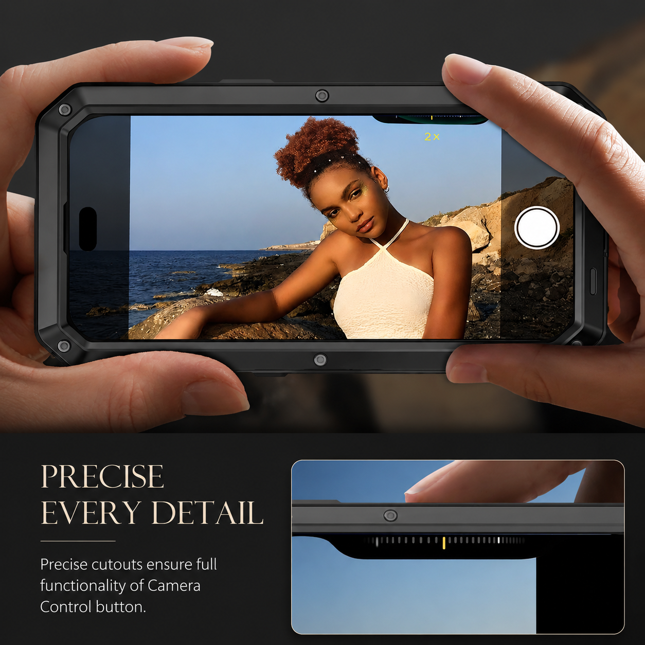 Premium iPhone Case Heavy Duty Aluminum Armor Construction with Camera Lens Protection, Dual Layer Metal TPU Build, Durable Shockproof Design