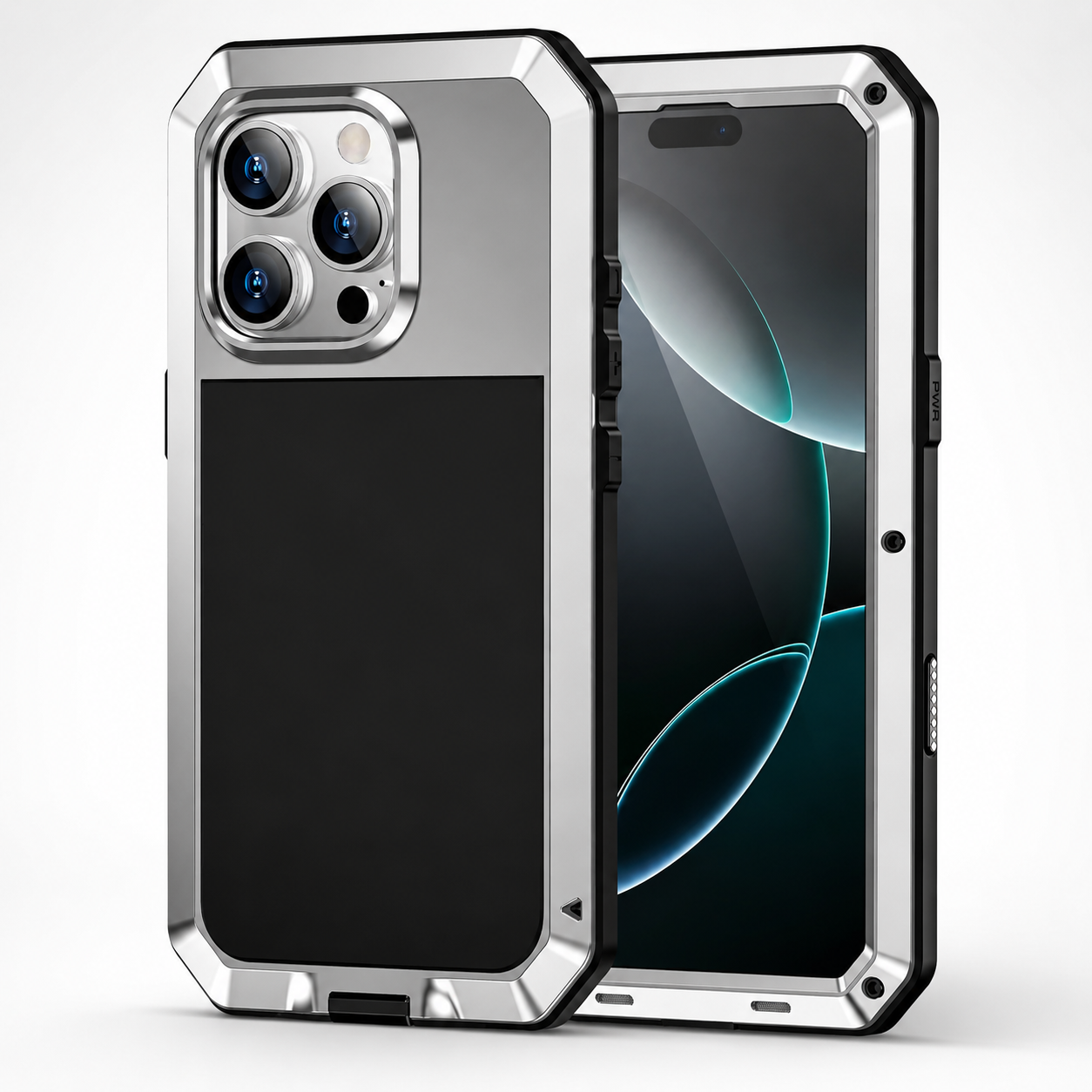 Premium iPhone Case Heavy Duty Aluminum Armor Construction with Camera Lens Protection, Dual Layer Metal TPU Build, Durable Shockproof Design