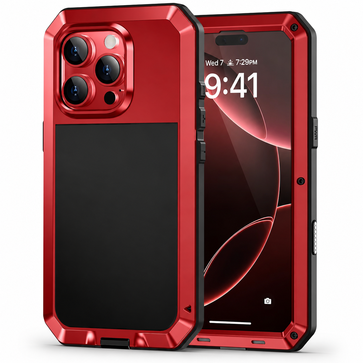 Premium iPhone Case Heavy Duty Aluminum Armor Construction with Camera Lens Protection, Dual Layer Metal TPU Build, Durable Shockproof Design