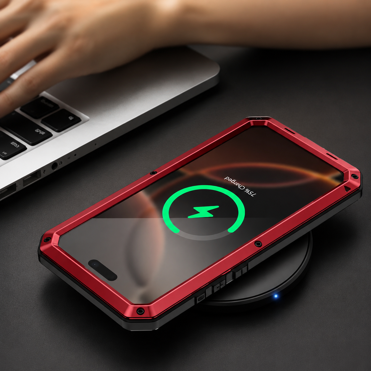 Premium iPhone Case Heavy Duty Aluminum Armor Construction with Camera Lens Protection, Dual Layer Metal TPU Build, Durable Shockproof Design