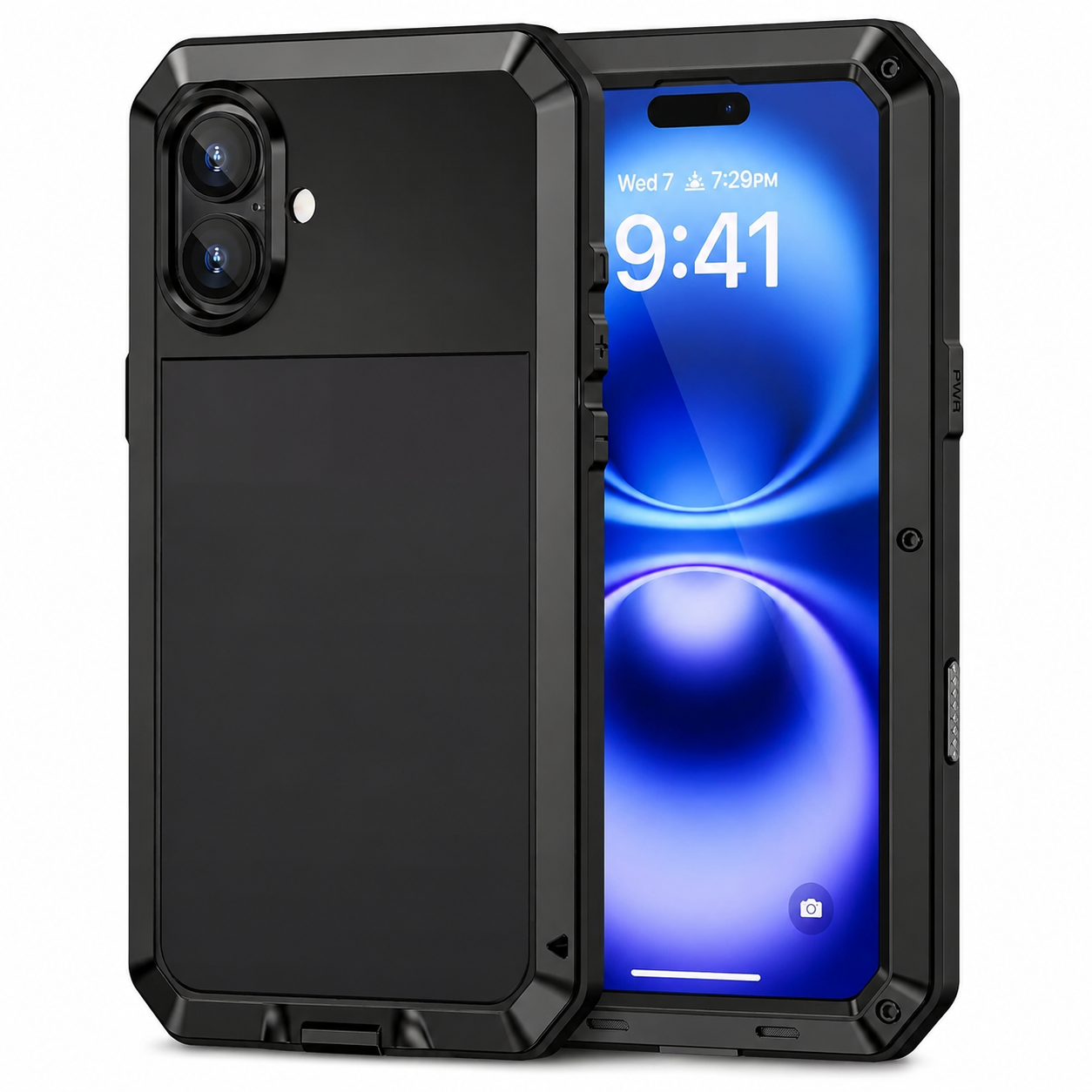 Premium iPhone Case Heavy Duty Aluminum Armor Construction with Camera Lens Protection, Dual Layer Metal TPU Build, Durable Shockproof Design