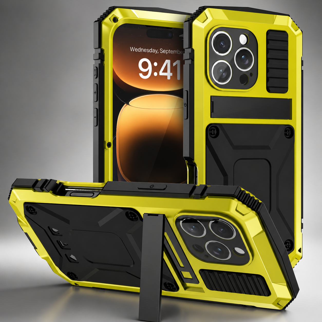 Premium iPhone Case Heavy-Duty Aluminum Armor Cover MagSafe Compatible Shockproof Bumper Screen Guard Dustproof Anti-Fingerprint Secure Grip