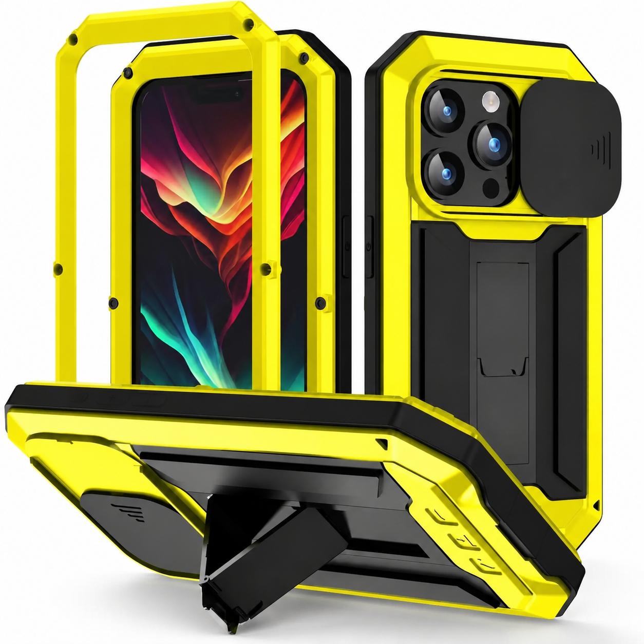 Premium iPhone Case Heavy-Duty Aluminum Metal Cover, Shockproof Protective Design with Built-In Screen Protection, Dustproof Structure and Camera Protection