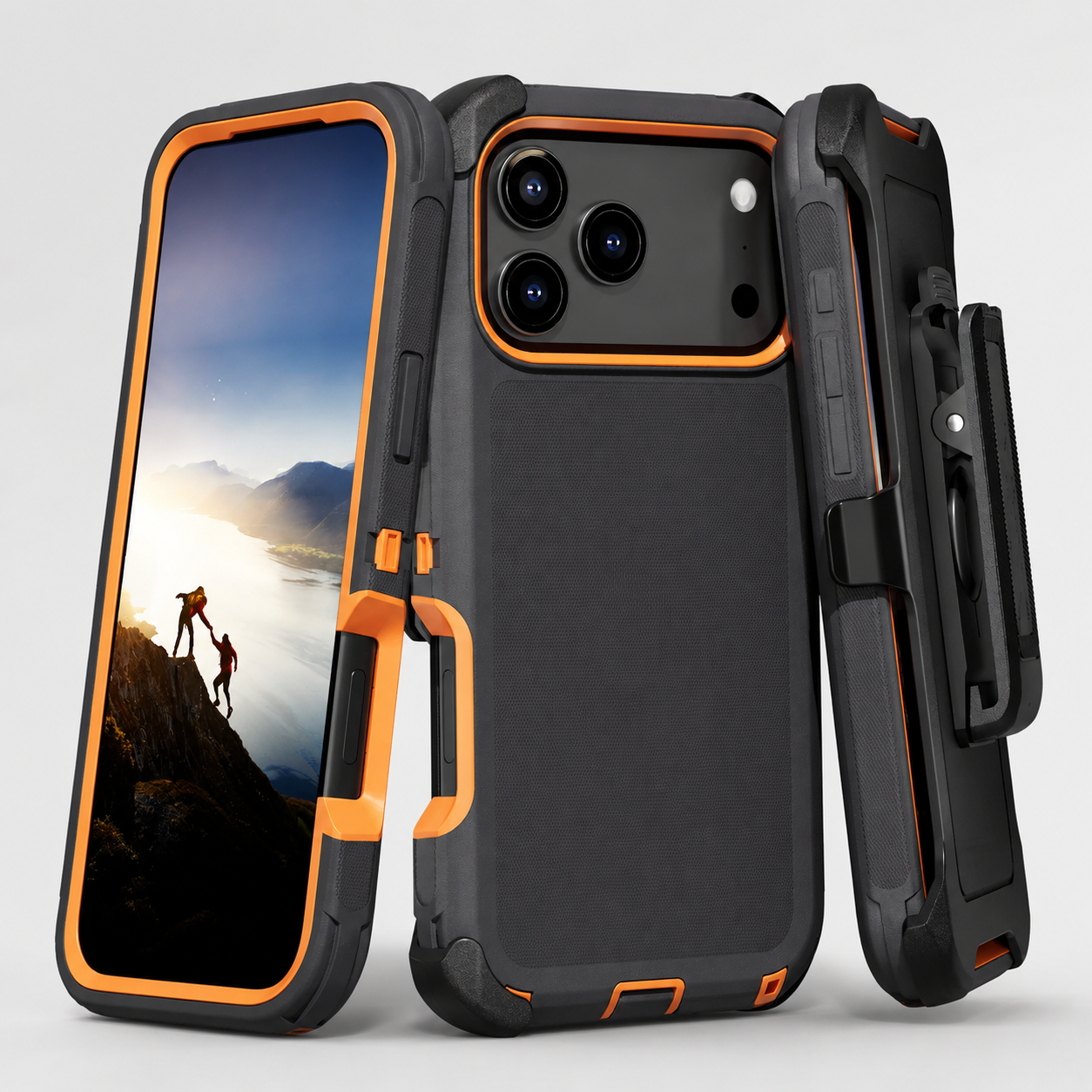 Premium iPhone Case Heavy Duty Armor Design with Camera Lens Protection, Shockproof PC TPU Construction, Belt Clip, Anti Fingerprint Non Slip Grip