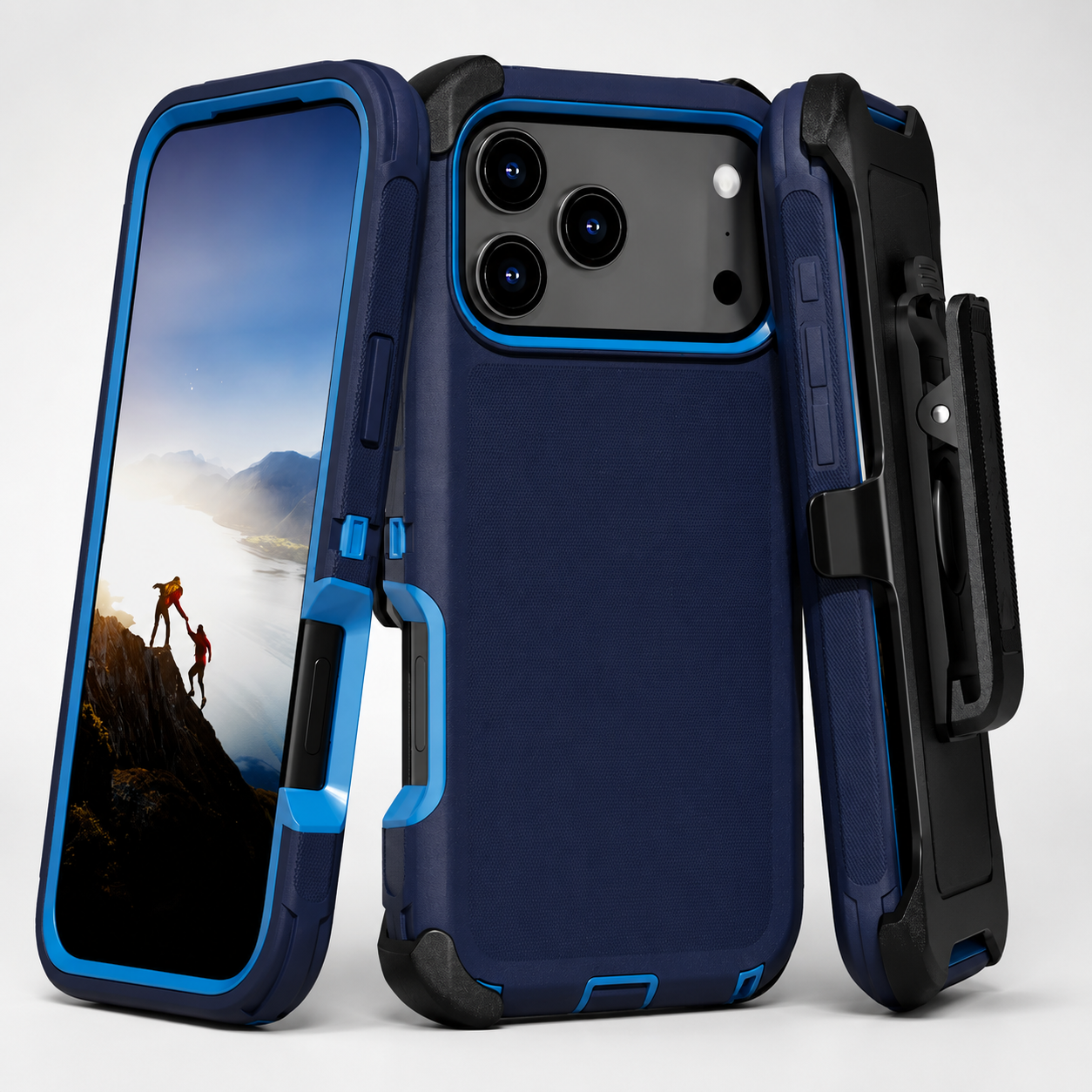Premium iPhone Case Heavy Duty Armor Design with Camera Lens Protection, Shockproof PC TPU Construction, Belt Clip, Anti Fingerprint Non Slip Grip