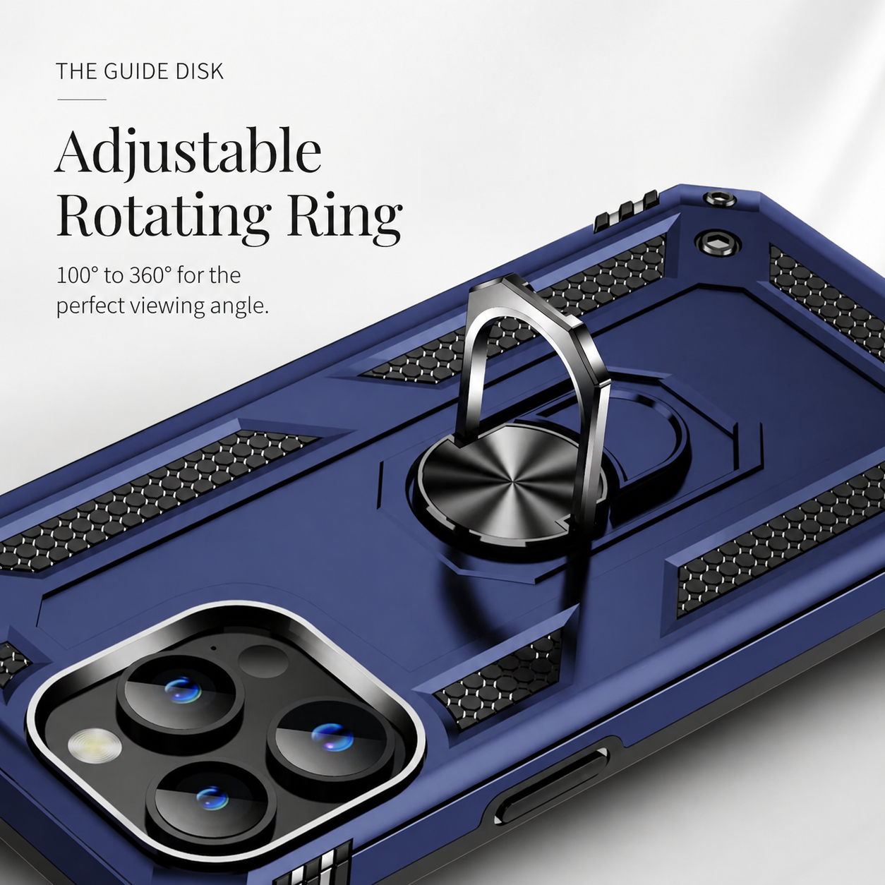 Premium iPhone Case Heavy Duty PC TPU Build with Camera Lens Protection, Metal Bracket Holder, Shock Resistant Anti Drop Structure, Non Slip Grip