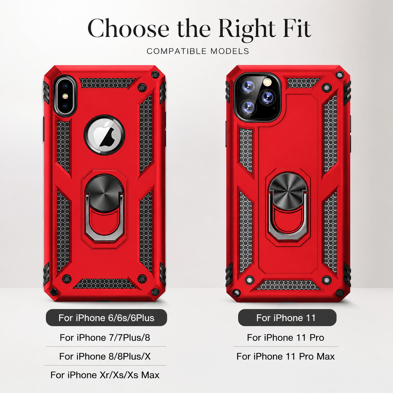 Premium iPhone Case Heavy Duty PC TPU Build with Camera Lens Protection, Metal Bracket Holder, Shock Resistant Anti Drop Structure, Non Slip Grip