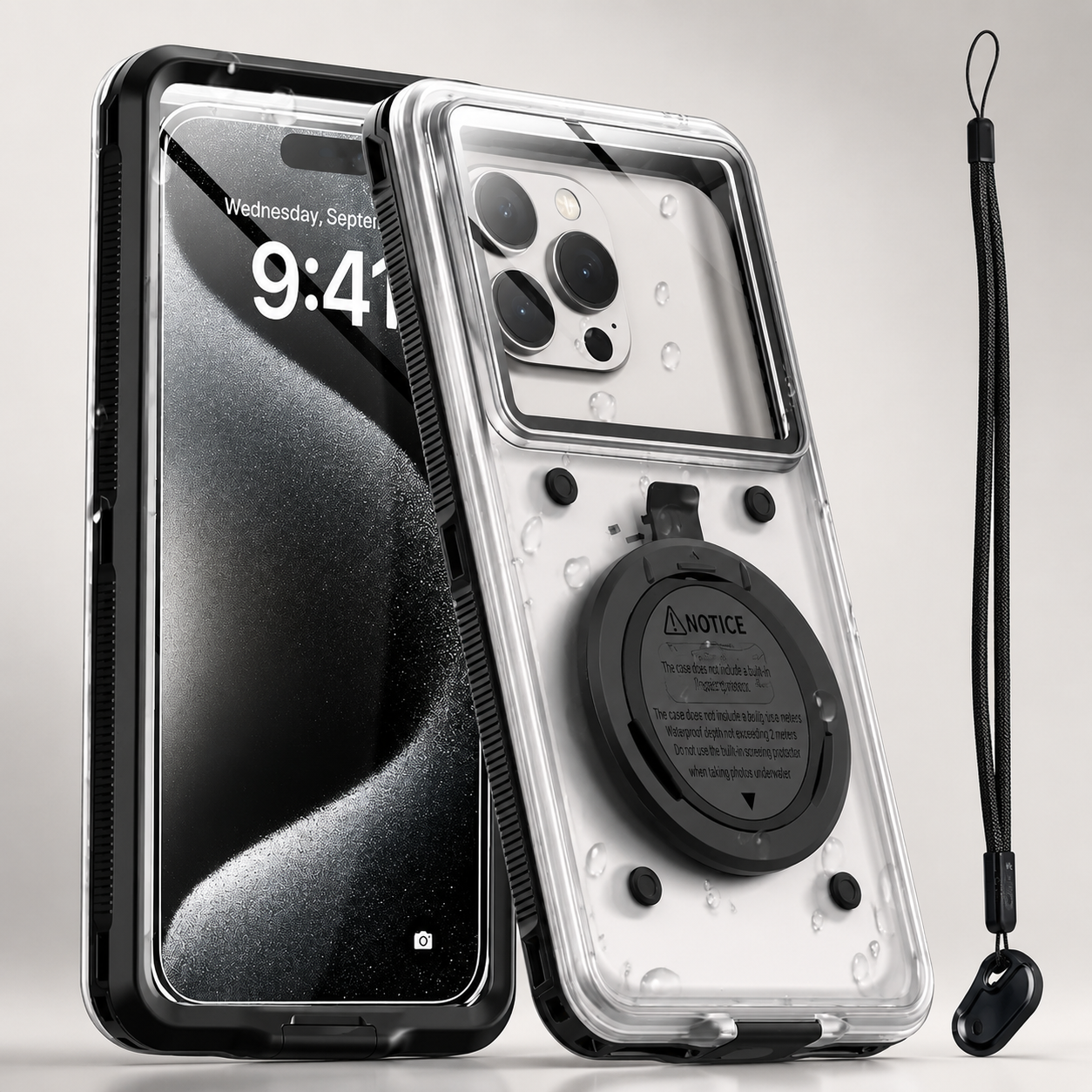 Premium iPhone Case IP68 Waterproof Protective Cover Full Body Shockproof Vacuum Seal System Dustproof Touchscreen Access Underwater Ready Design