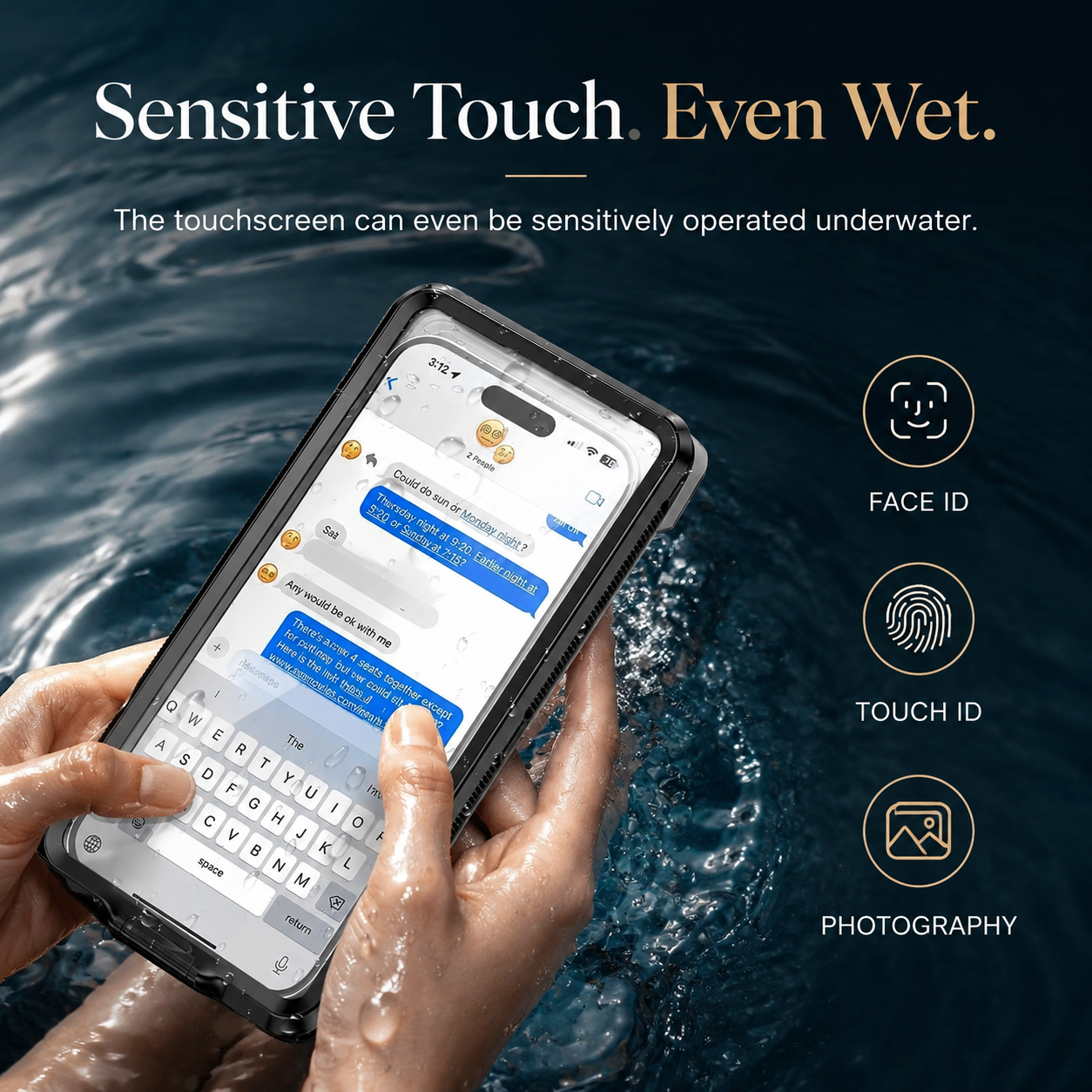 Premium iPhone Case IP68 Waterproof Protective Cover Full Body Shockproof Vacuum Seal System Dustproof Touchscreen Access Underwater Ready Design