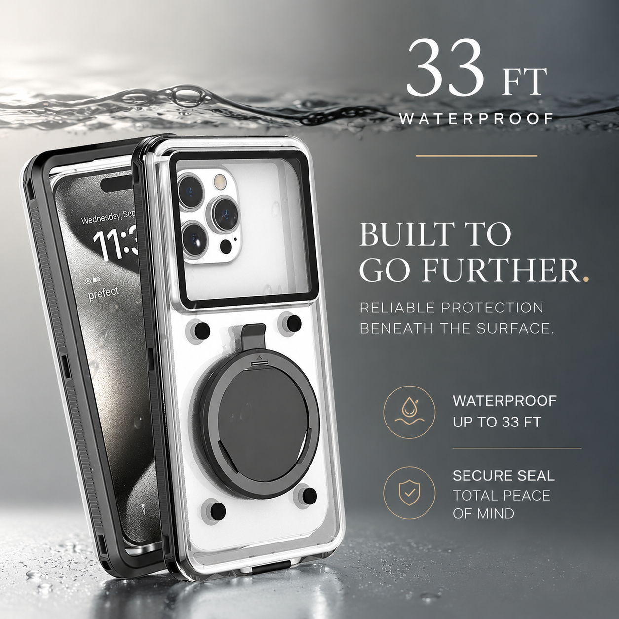 Premium iPhone Case IP68 Waterproof Protective Cover Full Body Shockproof Vacuum Seal System Dustproof Touchscreen Access Underwater Ready Design