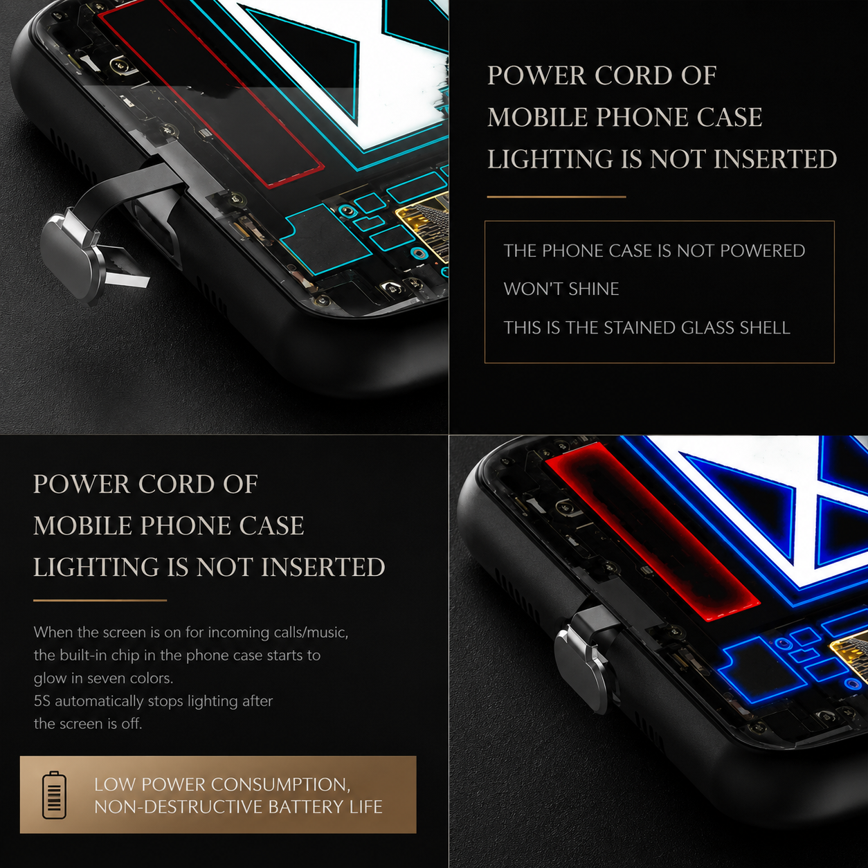 Premium iPhone Case LED Luminous Protective Cover Golden Dragon Design Camera Lens Protection Shockproof Tempered Glass Back Ultra Thin