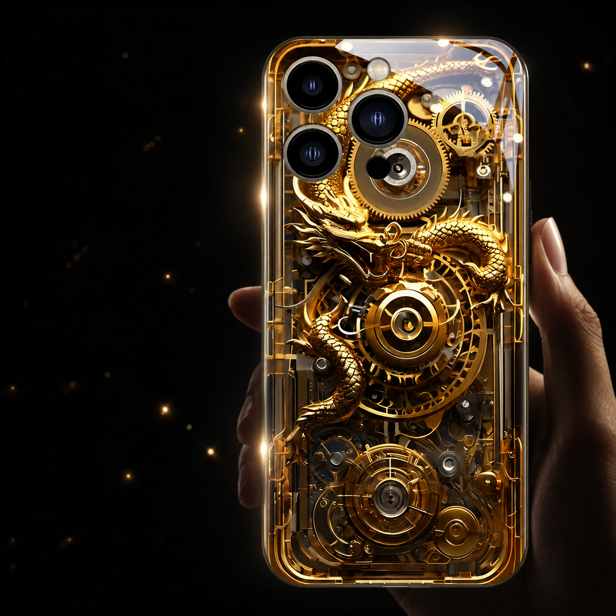 Premium iPhone Case LED Luminous Protective Cover Golden Dragon Design Camera Lens Protection Shockproof Tempered Glass Back Ultra Thin