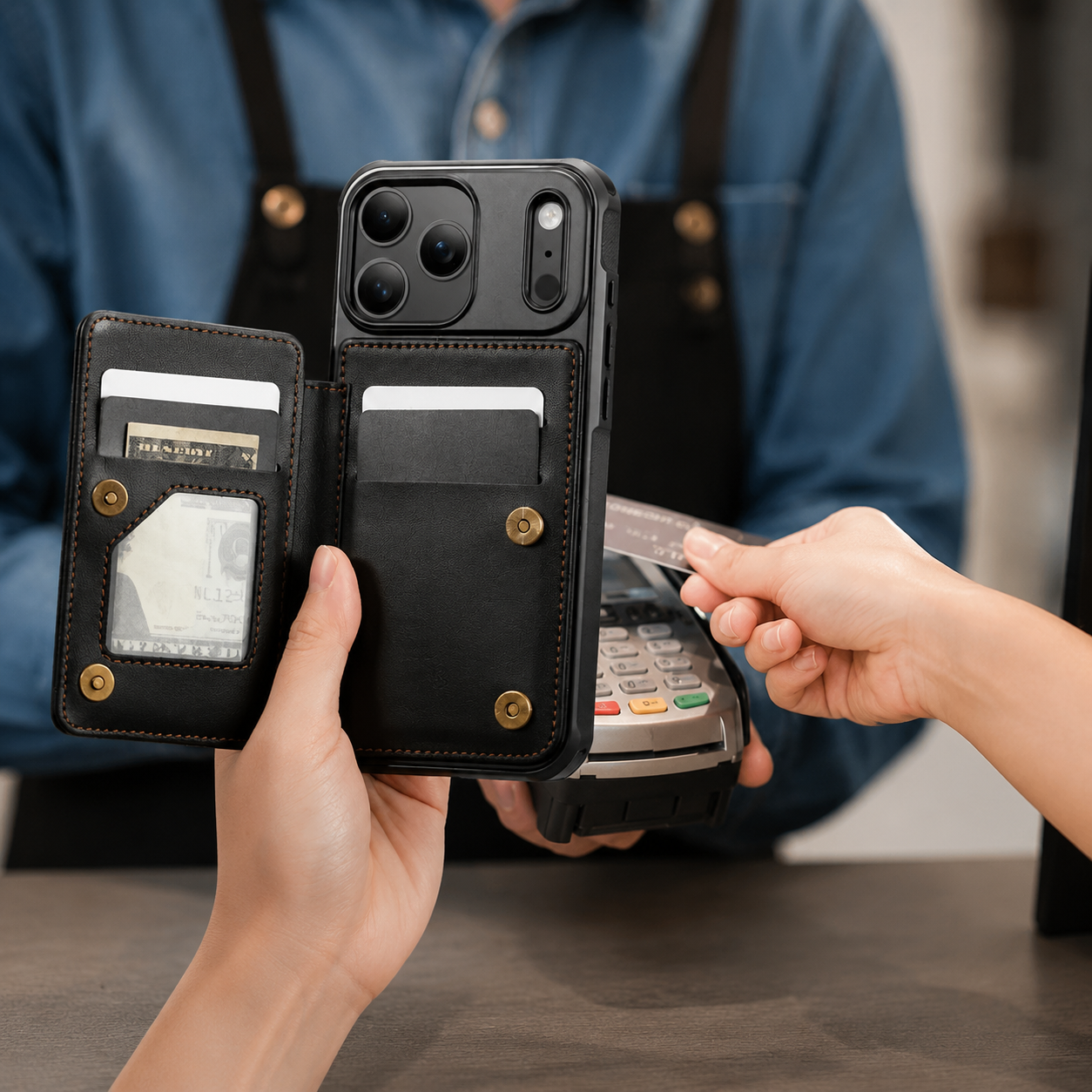 Premium iPhone Case Leather RFID Card Wallet Cover, Shockproof Protective Design with Magnetic Closure, Anti-Fingerprint Finish and Non-Slip Grip