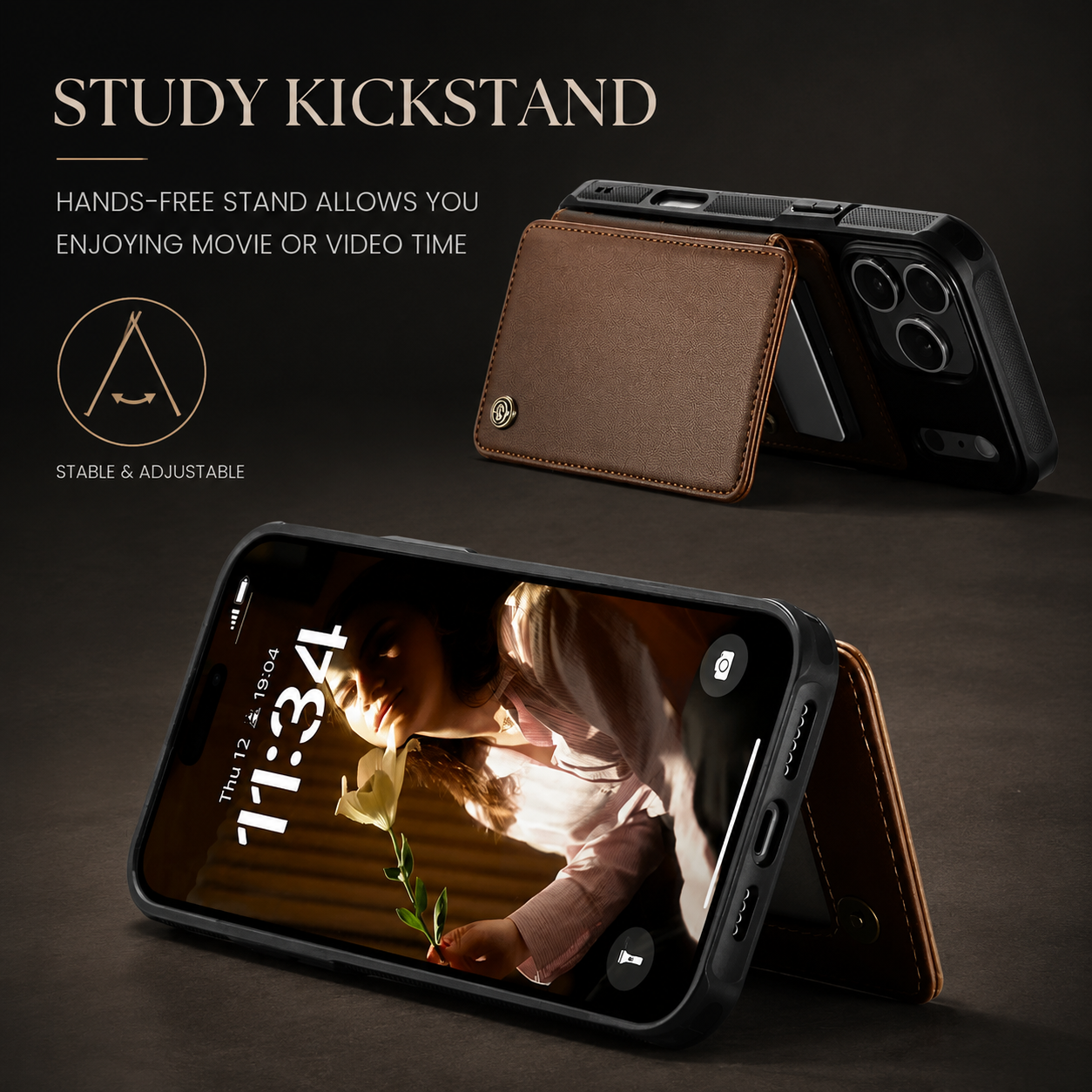 Premium iPhone Case Leather RFID Card Wallet Cover, Shockproof Protective Design with Magnetic Closure, Anti-Fingerprint Finish and Non-Slip Grip