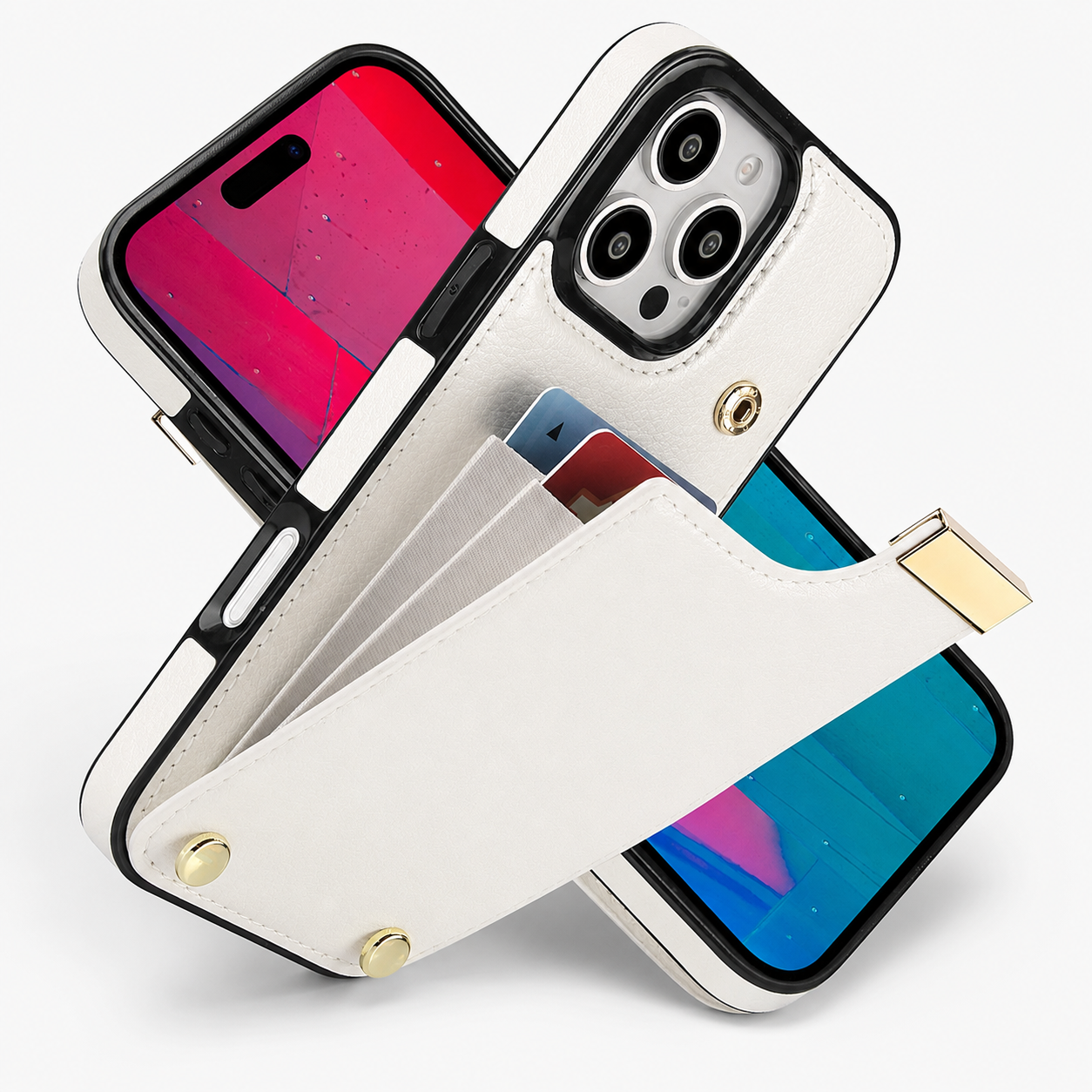 Premium iPhone Case Leather Wallet Flip Cover Card Holder Secure Pocket Camera Lens Protection Magnetic Closure Shockproof Slim Design