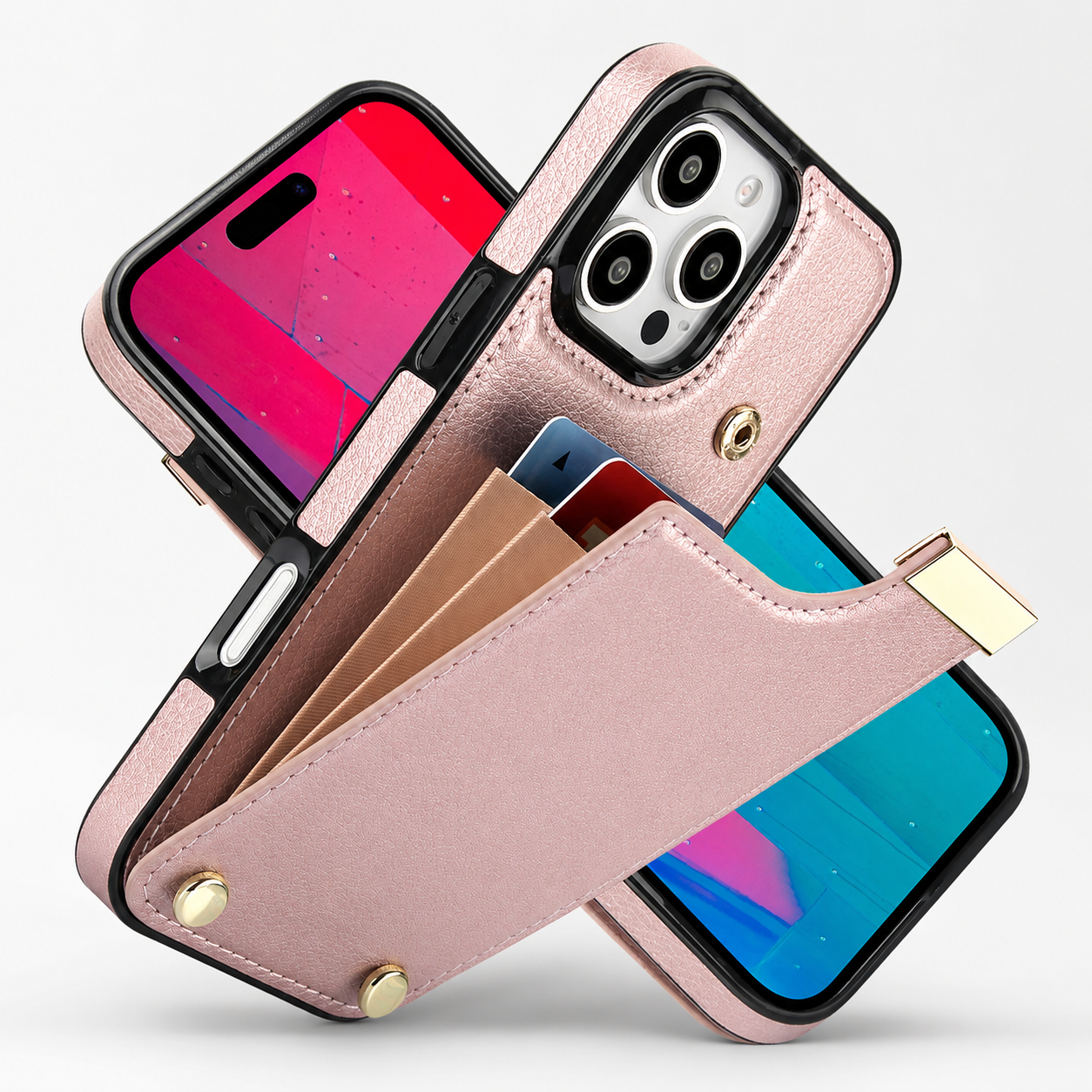 Premium iPhone Case Leather Wallet Flip Cover Card Holder Secure Pocket Camera Lens Protection Magnetic Closure Shockproof Slim Design