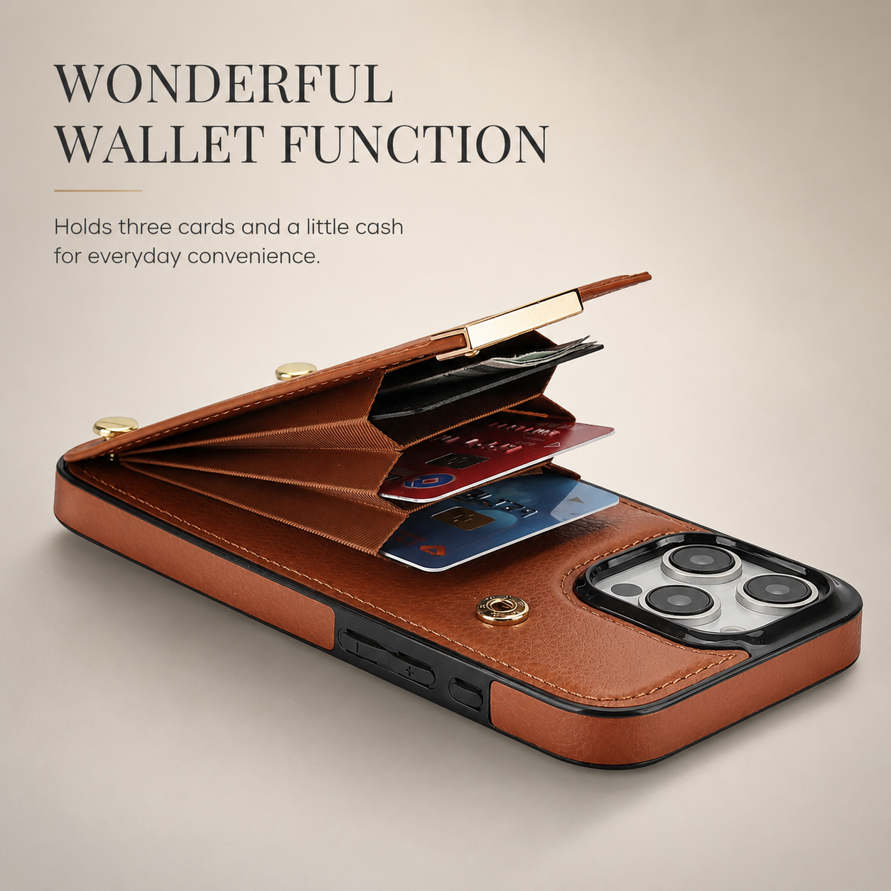 Premium iPhone Case Leather Wallet Flip Cover Card Holder Secure Pocket Camera Lens Protection Magnetic Closure Shockproof Slim Design