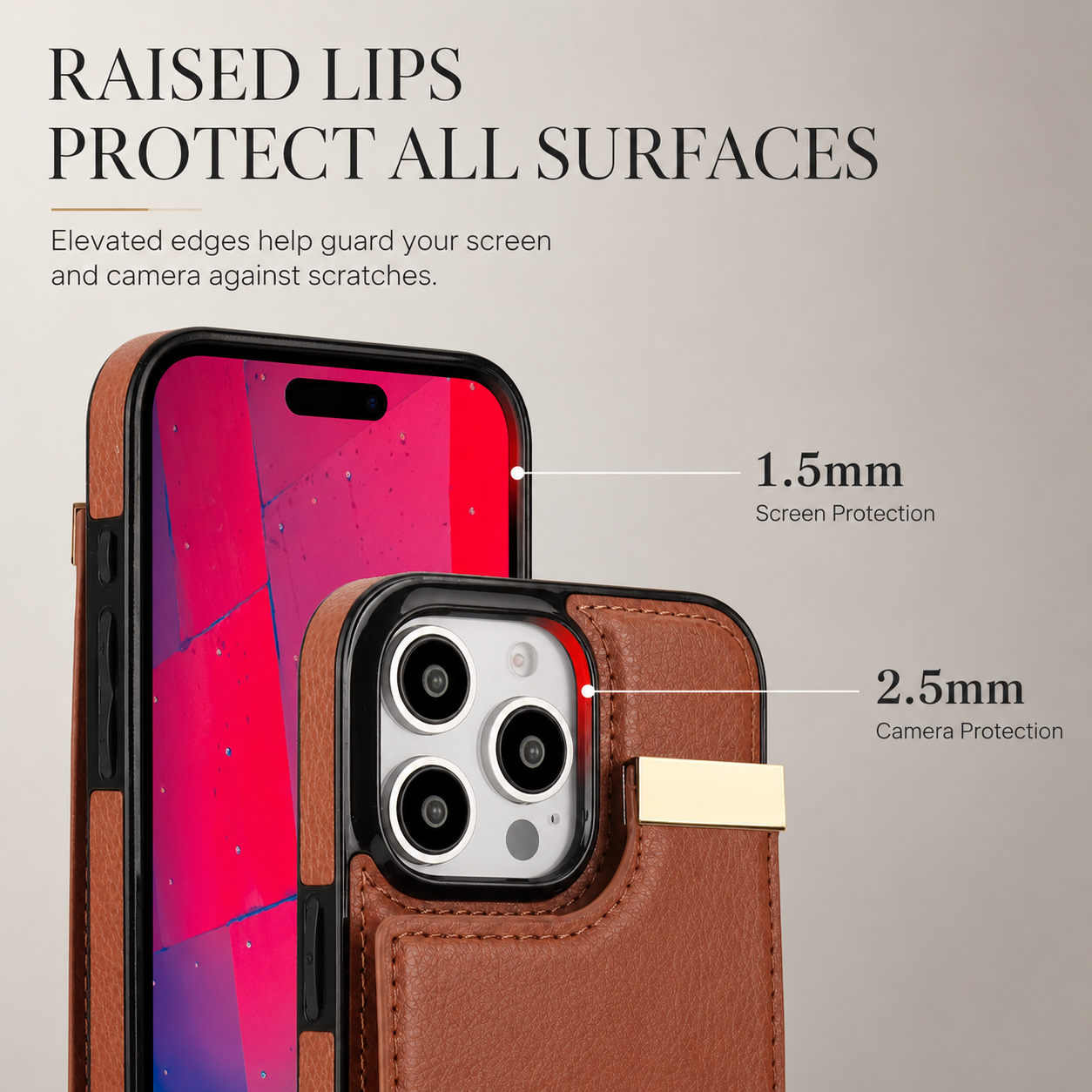 Premium iPhone Case Leather Wallet Flip Cover Card Holder Secure Pocket Camera Lens Protection Magnetic Closure Shockproof Slim Design