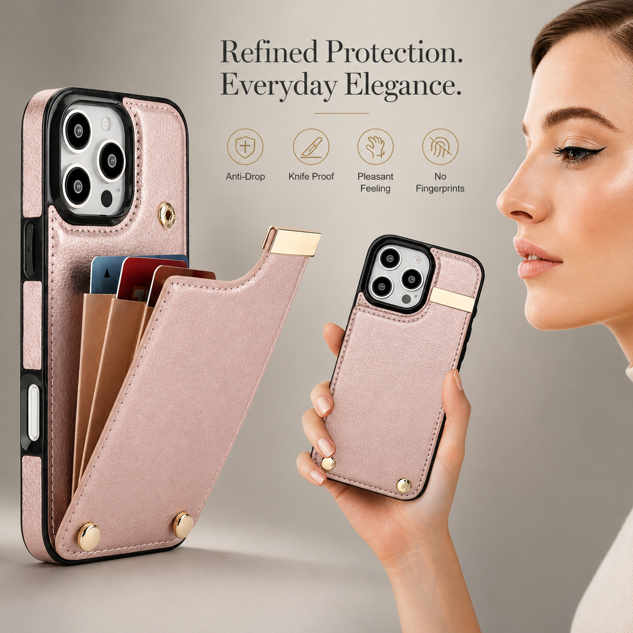 Premium iPhone Case Leather Wallet Flip Cover Card Holder Secure Pocket Camera Lens Protection Magnetic Closure Shockproof Slim Design