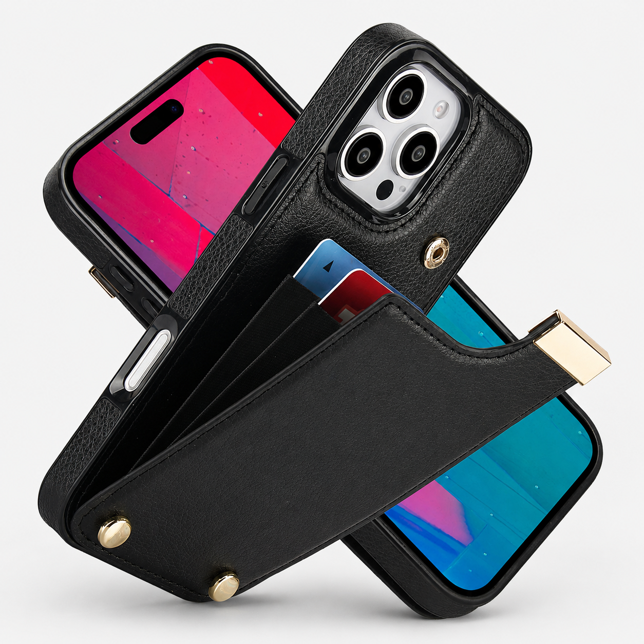 Premium iPhone Case Leather Wallet Flip Cover Card Holder Secure Pocket Camera Lens Protection Magnetic Closure Shockproof Slim Design