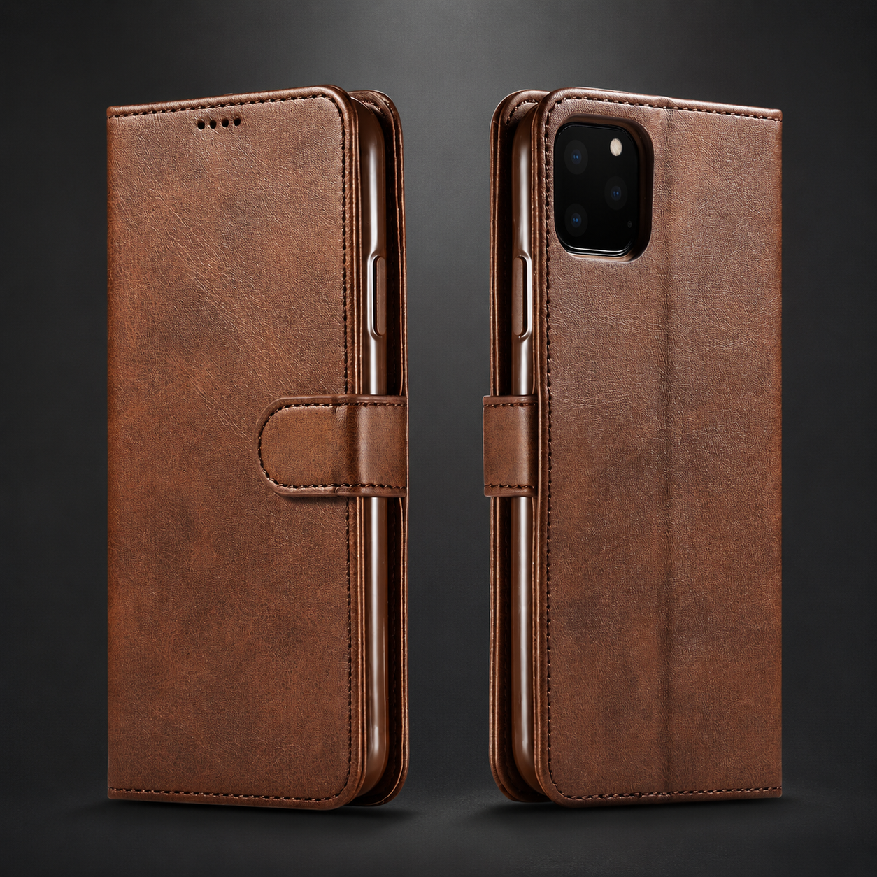 Premium iPhone Case Leather Wallet Flip Cover Card Slot Camera Lens Protection Magnetic Closure Shockproof Full Body Slim Design