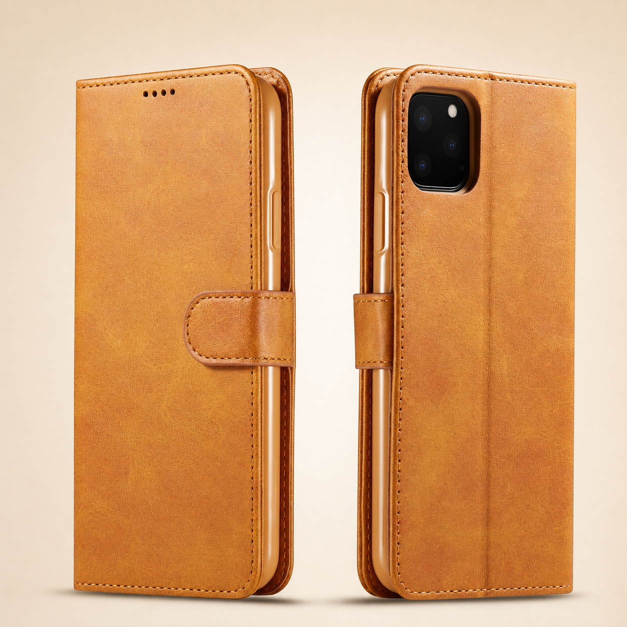 Premium iPhone Case Leather Wallet Flip Cover Card Slot Camera Lens Protection Magnetic Closure Shockproof Full Body Slim Design