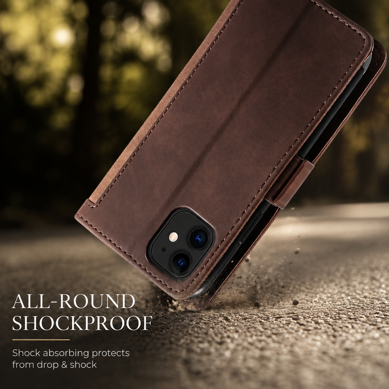 Premium iPhone Case Leather Wallet Flip Cover Card Slots Magnetic Closure Shockproof Stand Function Full Body Protection Slim Elegant Business Style