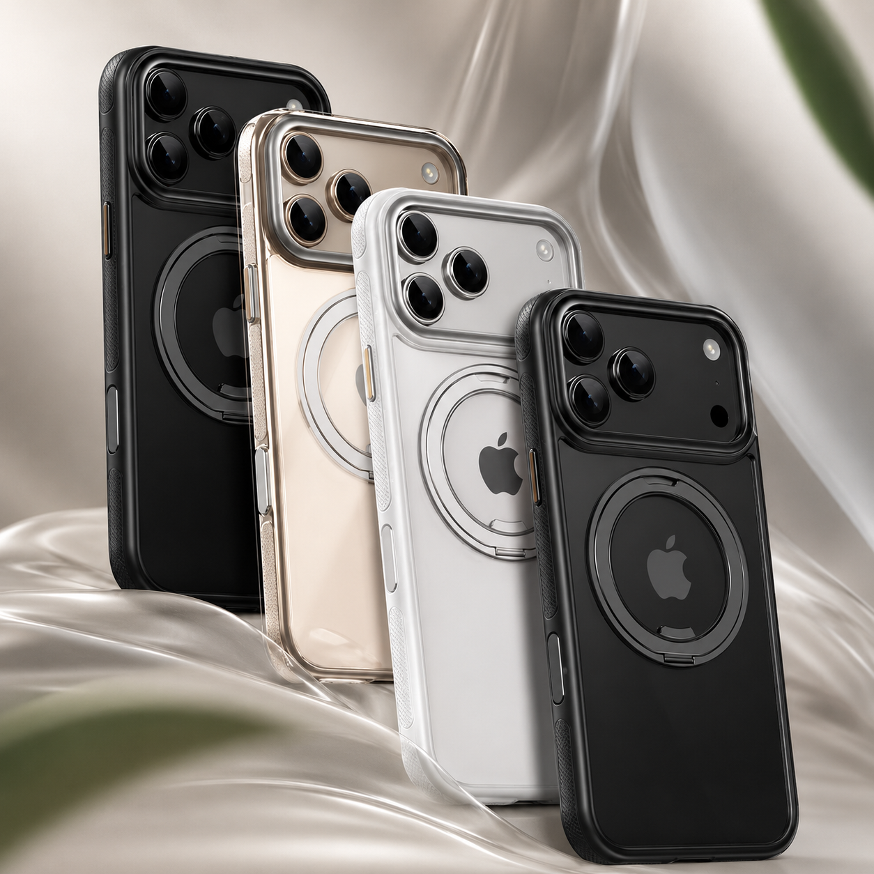 Premium iPhone Case MagSafe Compatible, 360 Degree Rotating Ring Stand, Magnetic Wireless Charging Support, Mechanical Armor Shockproof Design