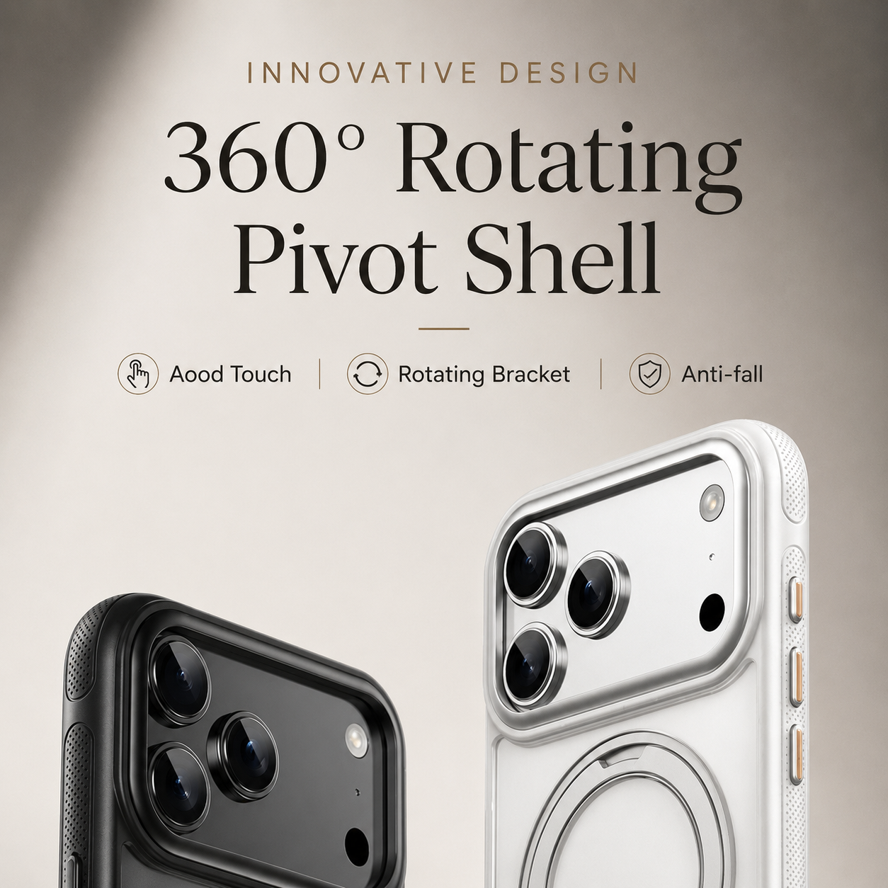Premium iPhone Case MagSafe Compatible, 360 Degree Rotating Ring Stand, Magnetic Wireless Charging Support, Mechanical Armor Shockproof Design