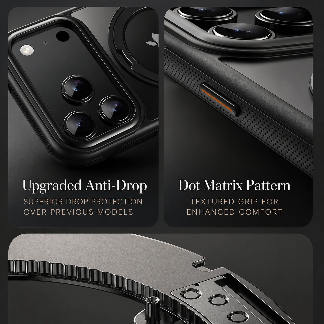 Premium iPhone Case MagSafe Compatible, 360 Degree Rotating Ring Stand, Magnetic Wireless Charging Support, Mechanical Armor Shockproof Design