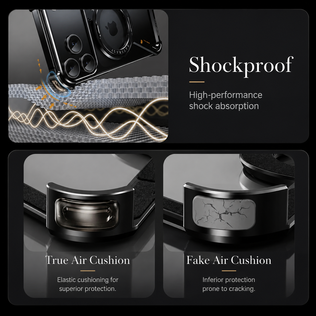 Premium iPhone Case MagSafe Compatible Aluminum Alloy Bumper with Camera Lens Protection, Rotating Stand Function, Air Cushion Shockproof Design