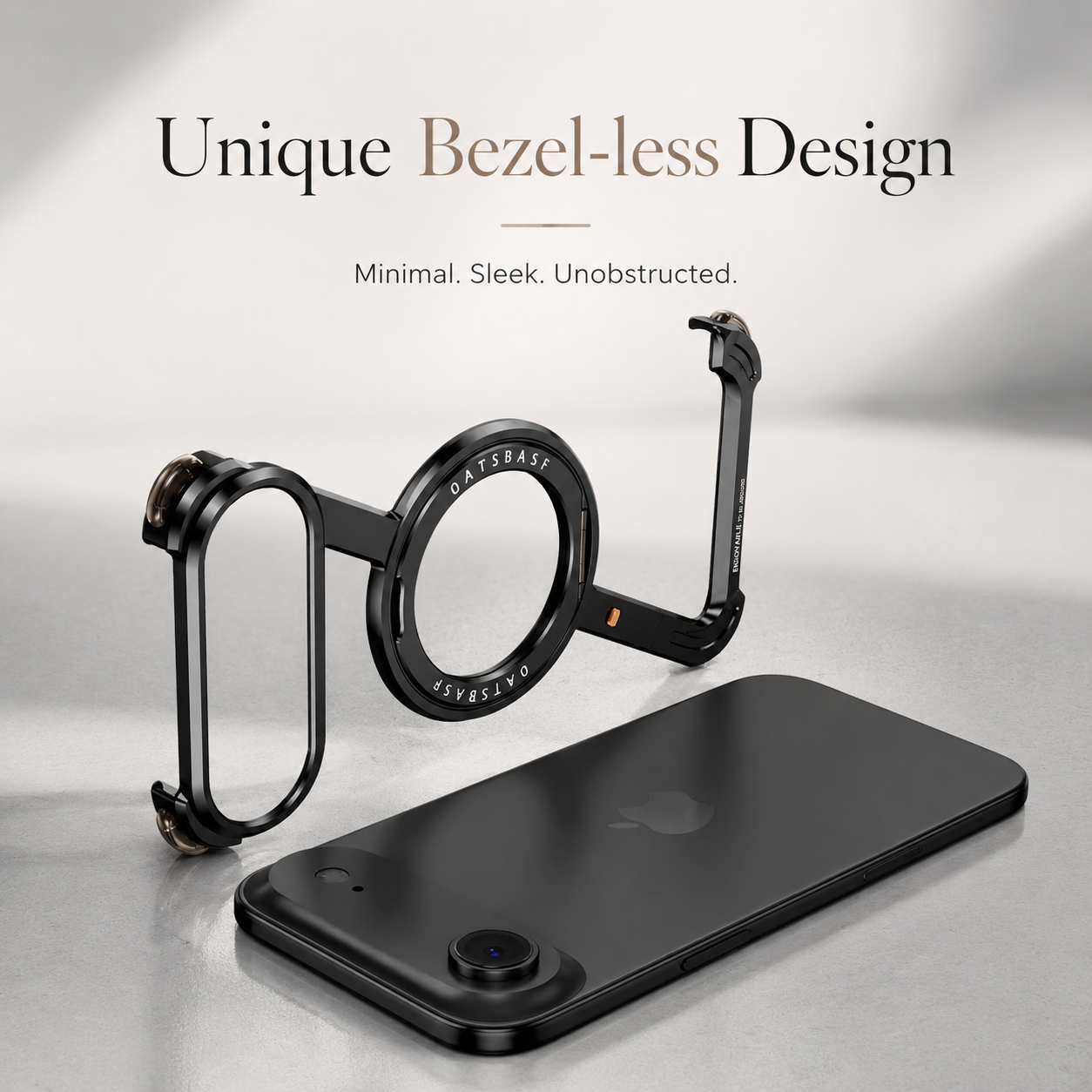 Premium iPhone Case MagSafe Compatible Aluminum Alloy Bumper with Camera Lens Protection, Rotating Stand Function, Air Cushion Shockproof Design