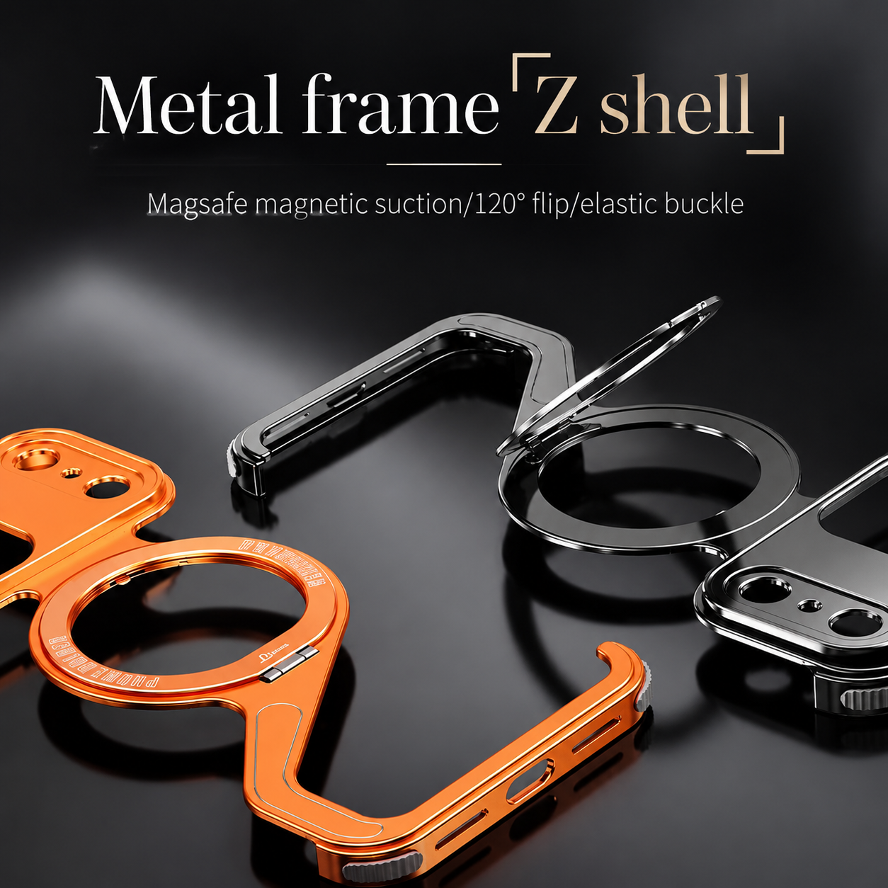 Premium iPhone Case MagSafe Compatible Aluminum Alloy Z Shape Frameless Magnetic Cover Metal Shockproof Anti Scratch Slim Minimal Edge Protection