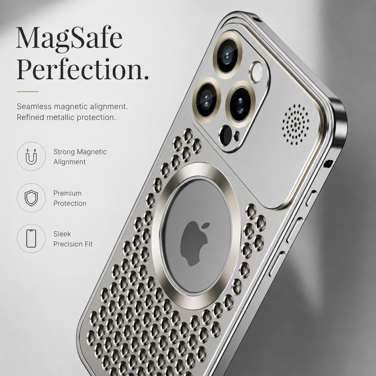 Premium iPhone Case MagSafe Compatible Aluminum Cover Heat Dissipation Design Shockproof Anti Scratch Slim Durable Protective Case Non Slip Grip Lightweight