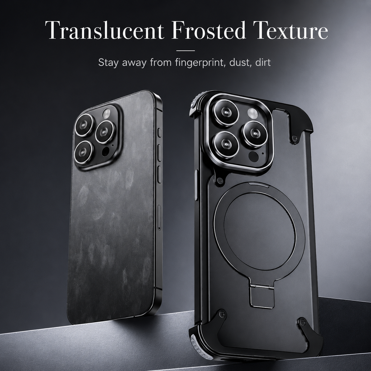 Premium iPhone Case MagSafe Compatible Aluminum Frame Protective Cover Built In Stand Camera Lens Protection Shockproof Ultra Thin Frameless Design