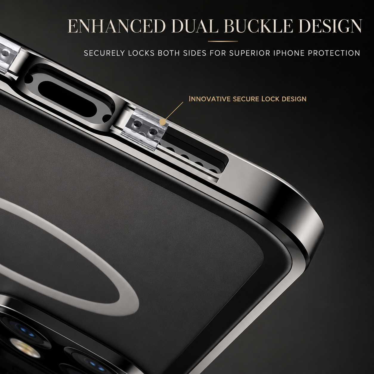 Premium iPhone Case MagSafe Compatible Aluminum Frame Tempered Glass Full Body Protective Cover Camera Lens Protection Shockproof Transparent Design