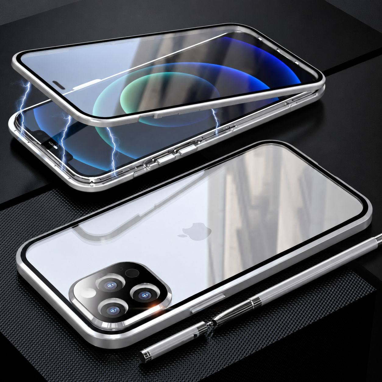 Premium iPhone Case MagSafe Compatible Aluminum Frame Tempered Glass Protective Cover 360 Full Body Shockproof Transparent Design Camera Lens Protection